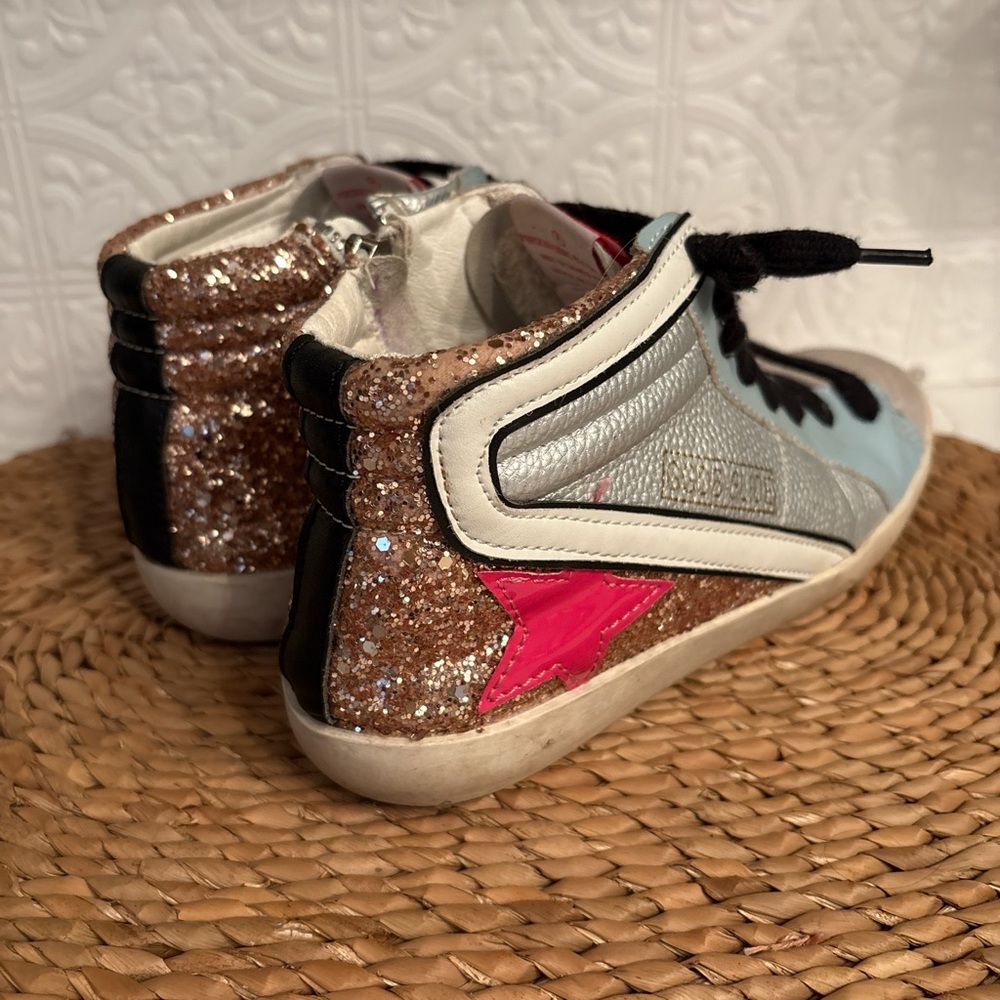 Golden Goose Light Blue, Silver, Pink High-Top Sneakers - Picture 2 of 7